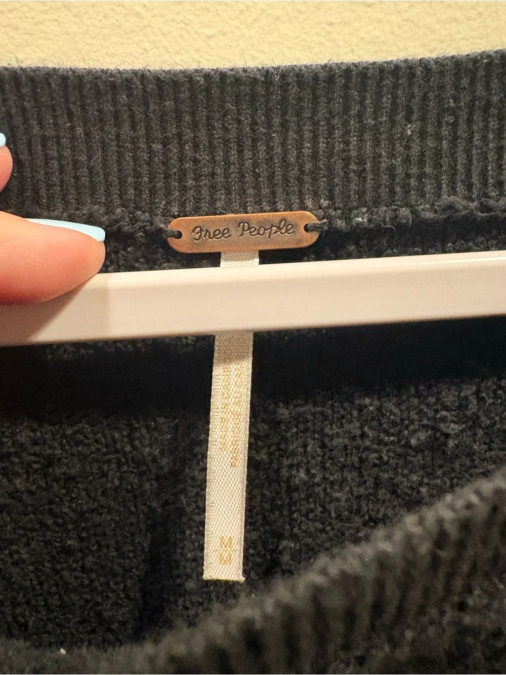 Free People Found My Friend Black Boucle Pullover Sweatshirt